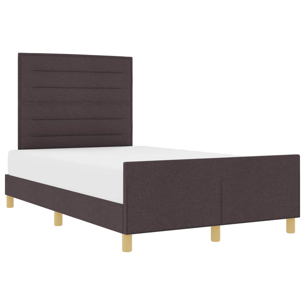 vidaXL Bed Frame with Headboard Dark Brown 140 x 190 cm Fabric