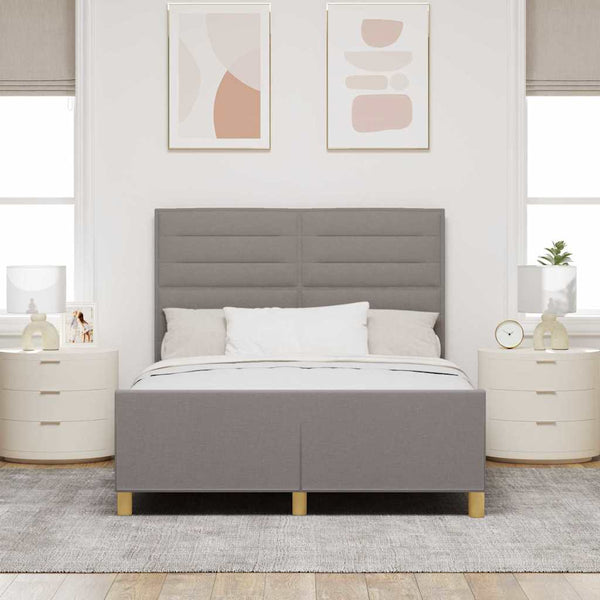 vidaXL Bed Frame with Headboard Taupe 140 x 190 cm Fabric