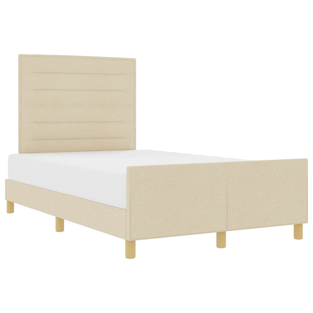 vidaXL Bed Frame with Headboard Cream 140 x 190 cm Fabric
