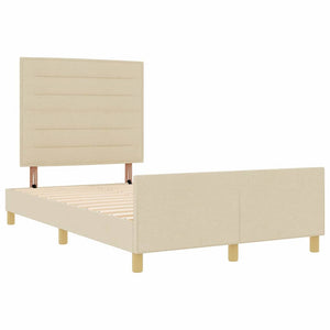 vidaXL Bed Frame with Headboard Cream 140 x 190 cm Fabric