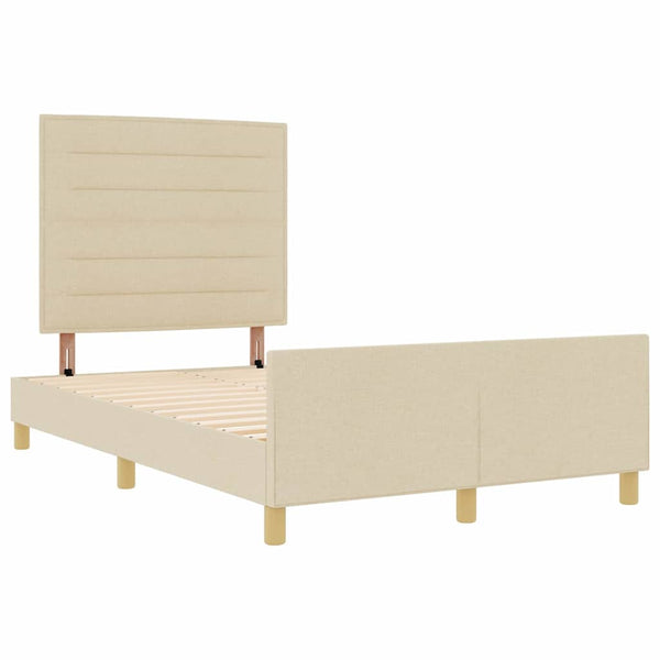 vidaXL Bed Frame with Headboard Cream 140 x 190 cm Fabric
