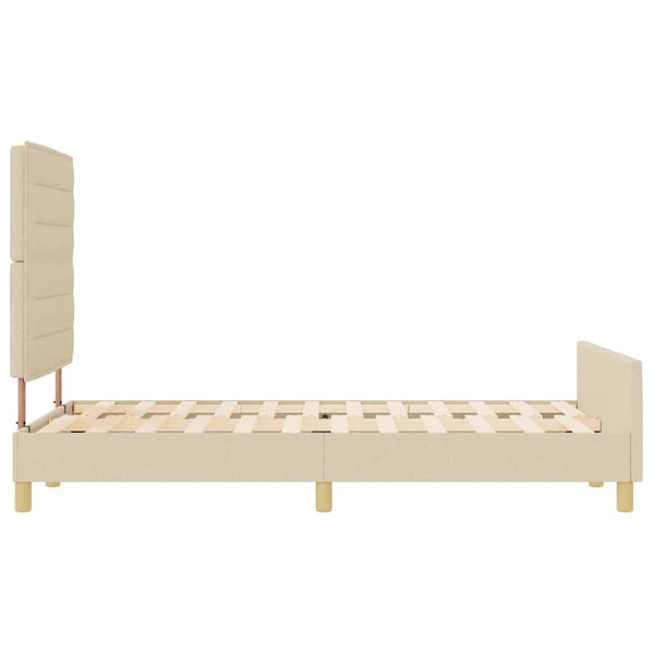 vidaXL Bed Frame with Headboard Cream 140 x 190 cm Fabric