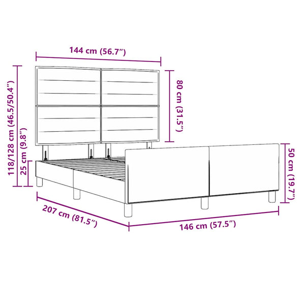 vidaXL Bed Frame with Headboard Cream 140 x 190 cm Fabric