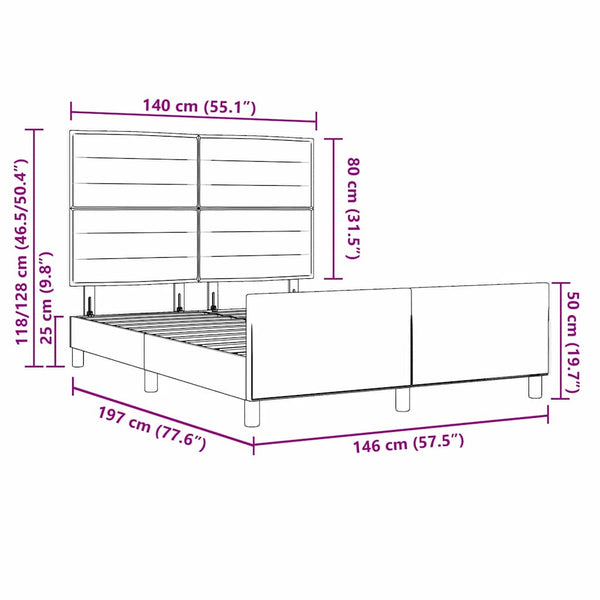 vidaXL Bed Frame with Headboard Blue 140 x 190 cm Fabric