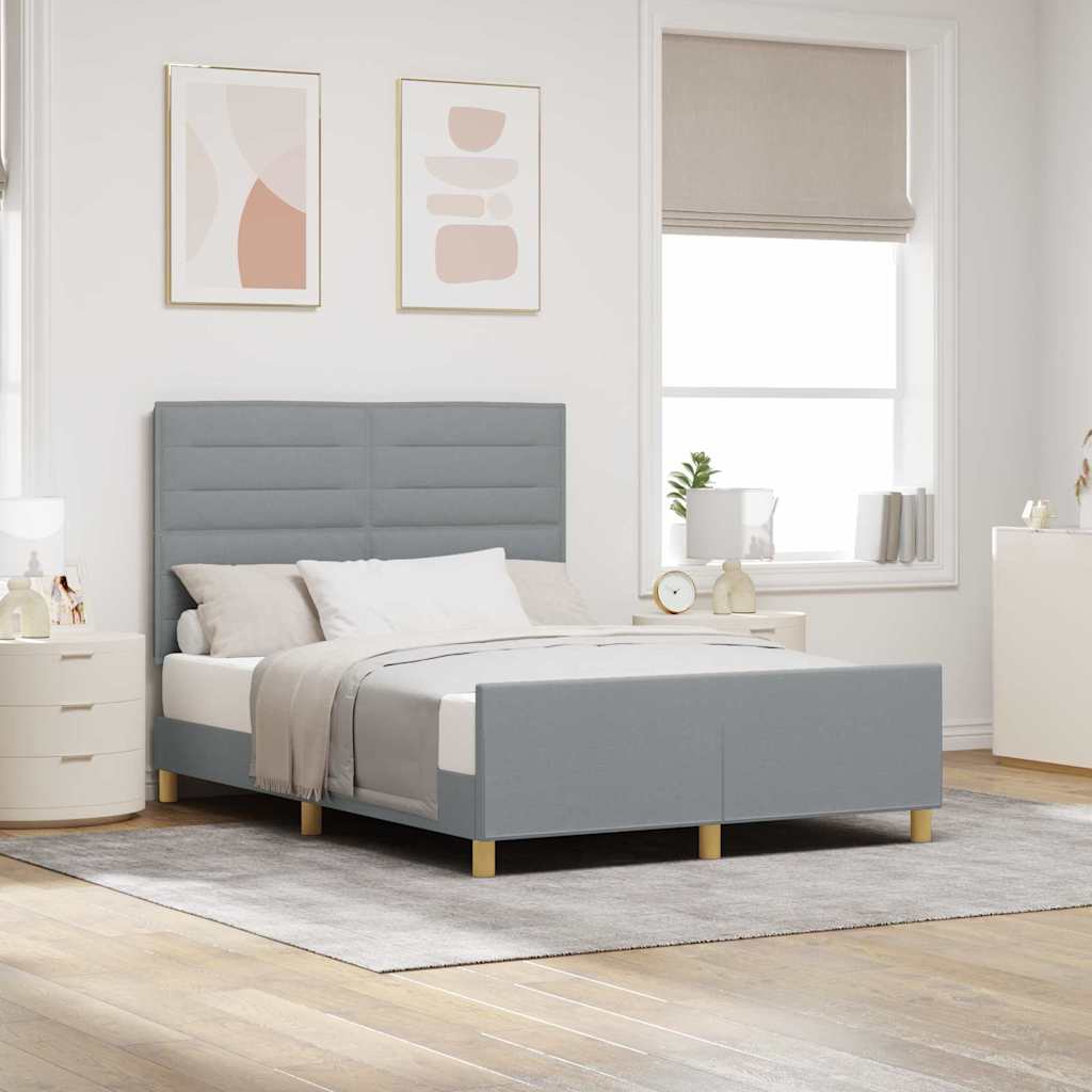 vidaXL Bed Frame with Headboard Light Grey 140 x 200 cm Fabric