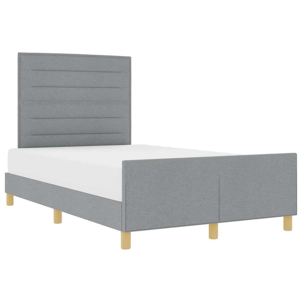vidaXL Bed Frame with Headboard Light Grey 140 x 200 cm Fabric