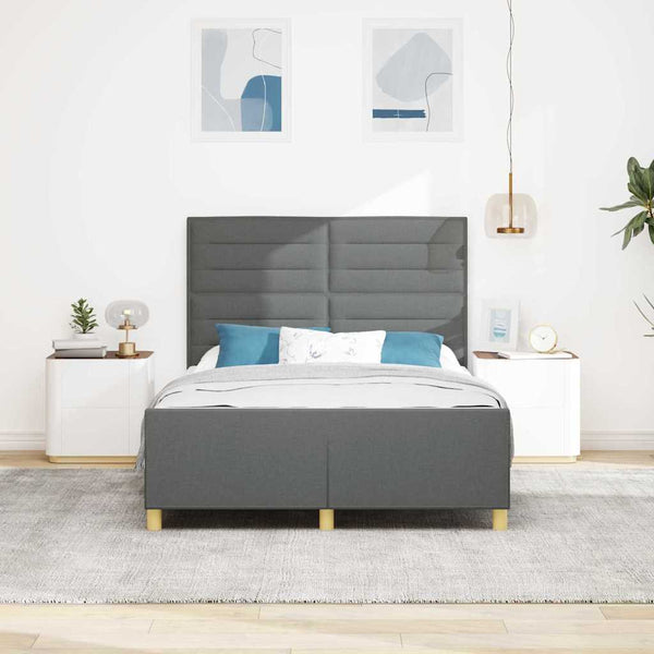 vidaXL Bed Frame with Headboard Dark Grey 140 x 200 cm Fabric