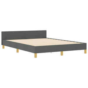vidaXL Bed Frame with Headboard Dark Grey 140 x 200 cm Fabric