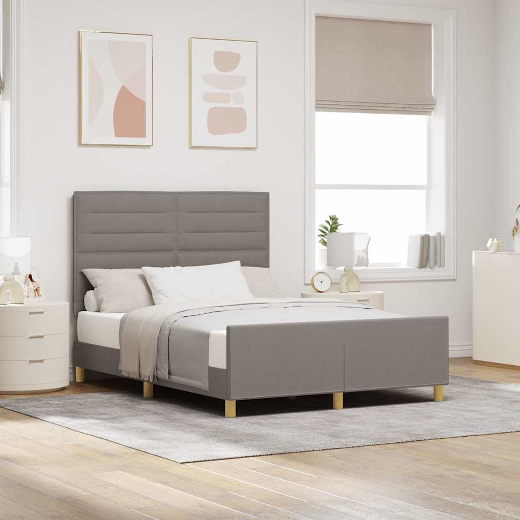 vidaXL Bed Frame with Headboard Taupe 140 x 200 cm Fabric