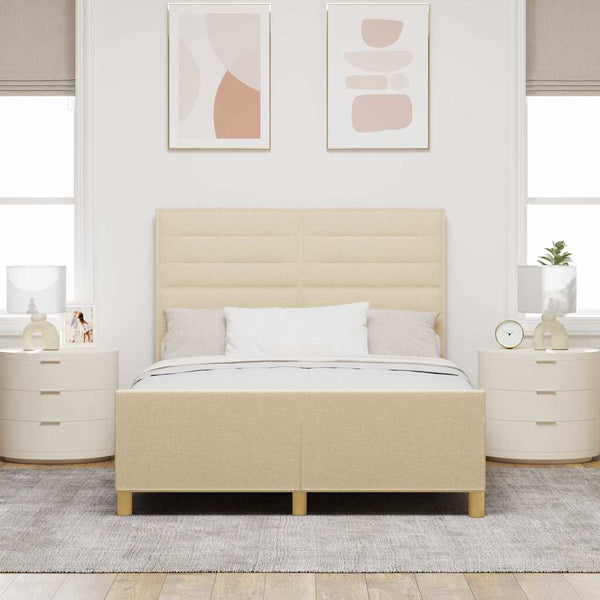vidaXL Bed Frame with Headboard Cream 140 x 200 cm Fabric