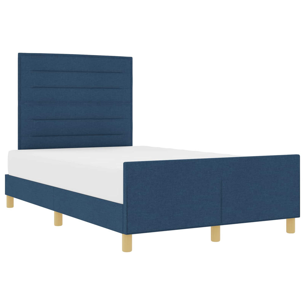 vidaXL Bed Frame with Headboard Blue 140 x 200 cm Fabric