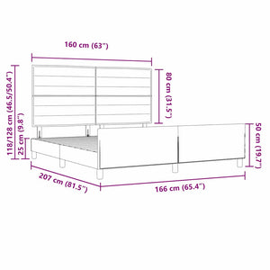 vidaXL Bed Frame with Headboard Light Grey 160 x 200 cm Fabric