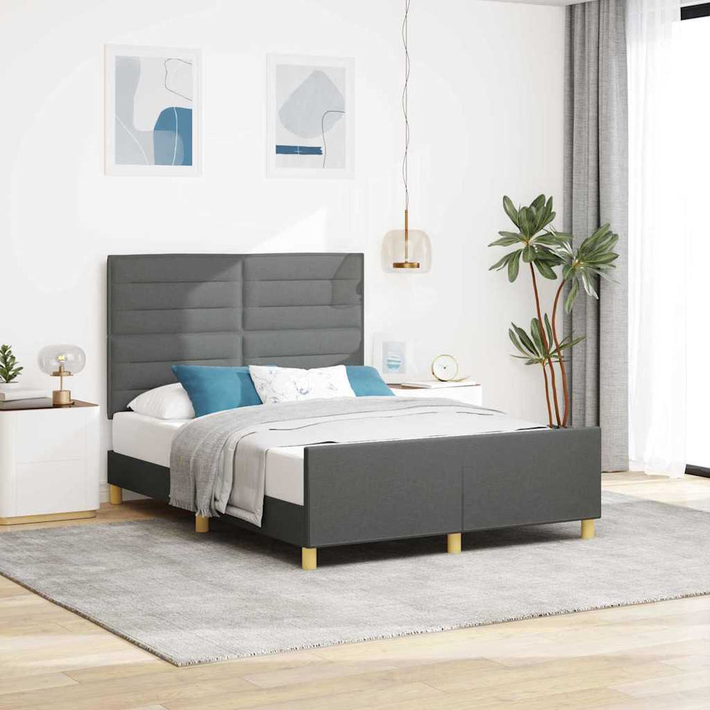 vidaXL Bed Frame with Headboard Dark Grey 160 x 200 cm Fabric