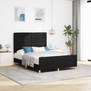 vidaXL Bed Frame with Headboard Black 160 x 200 cm Fabric