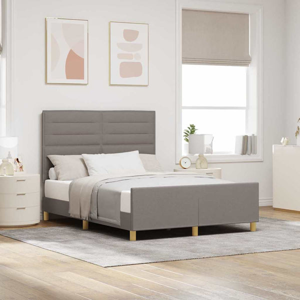 vidaXL Bed Frame with Headboard Taupe 160 x 200 cm Fabric