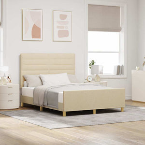 vidaXL Bed Frame with Headboard Cream 160 x 200 cm Fabric