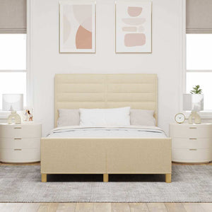 vidaXL Bed Frame with Headboard Cream 160 x 200 cm Fabric