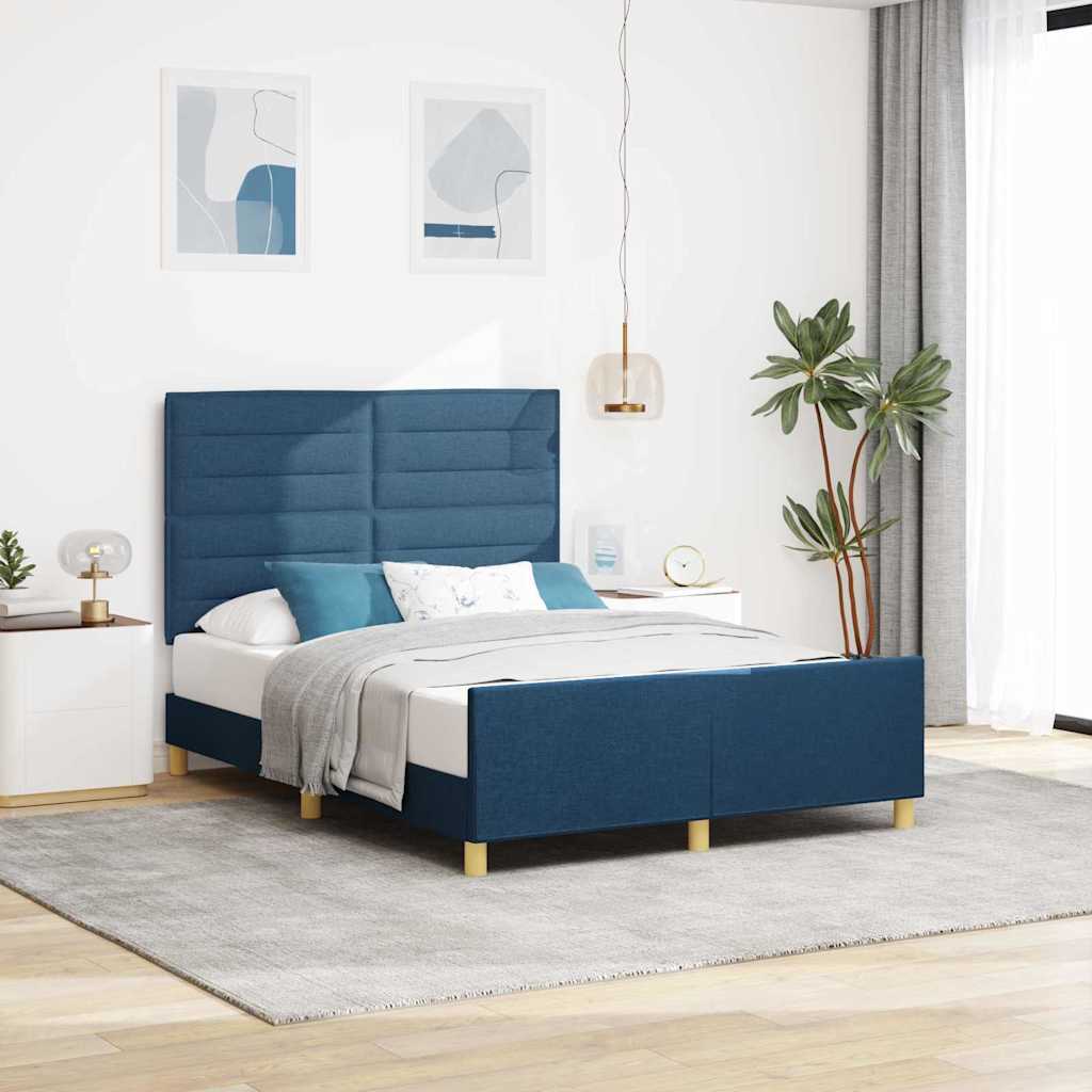 vidaXL Bed Frame with Headboard Blue 160 x 200 cm Fabric