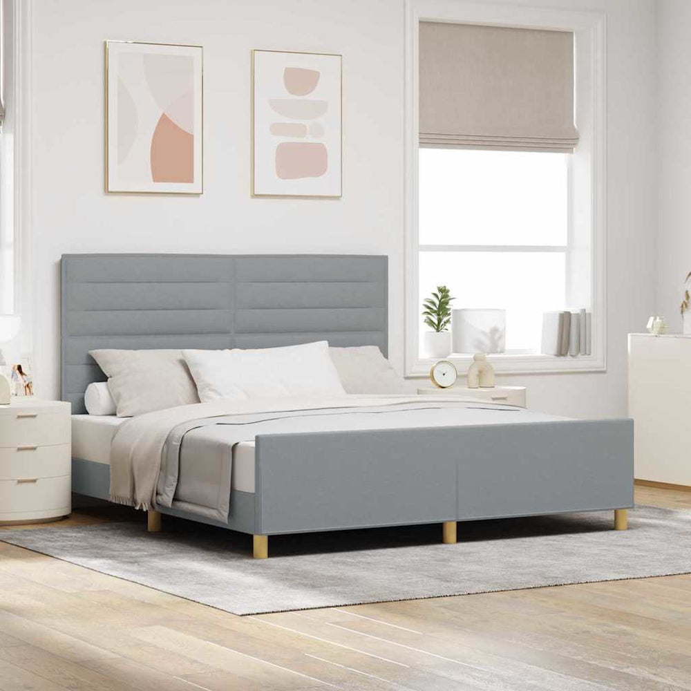vidaXL Bed Frame with Headboard Light Grey 180 x 200 cm Fabric