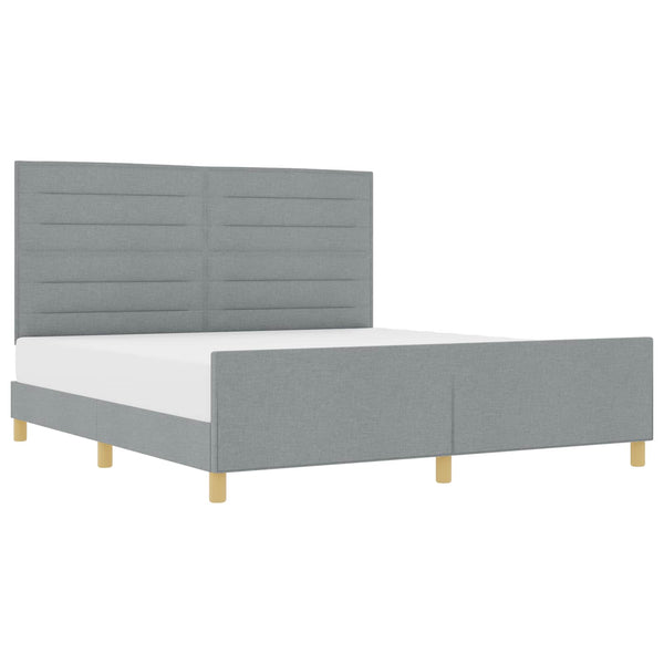 vidaXL Bed Frame with Headboard Light Grey 180 x 200 cm Fabric