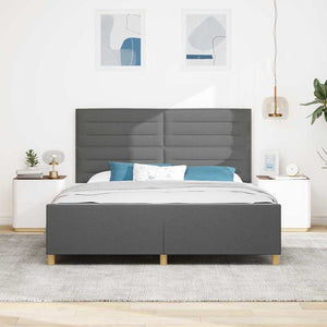 vidaXL Bed Frame with Headboard Dark Grey 180 x 200 cm Fabric
