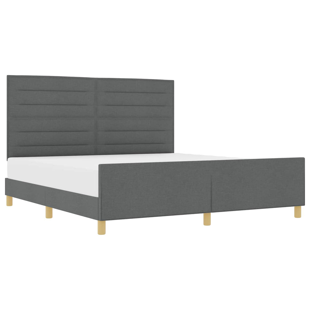 vidaXL Bed Frame with Headboard Dark Grey 180 x 200 cm Fabric
