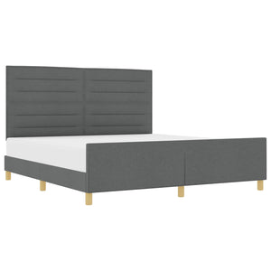 vidaXL Bed Frame with Headboard Dark Grey 180 x 200 cm Fabric