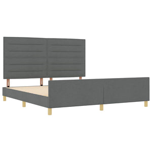 vidaXL Bed Frame with Headboard Dark Grey 180 x 200 cm Fabric