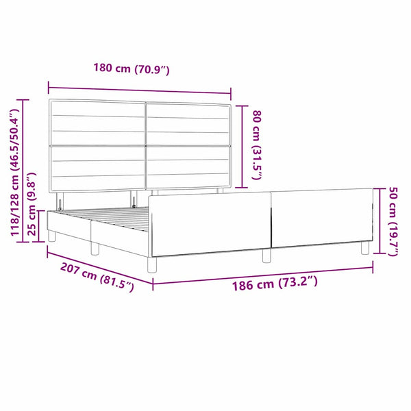vidaXL Bed Frame with Headboard Dark Grey 180 x 200 cm Fabric