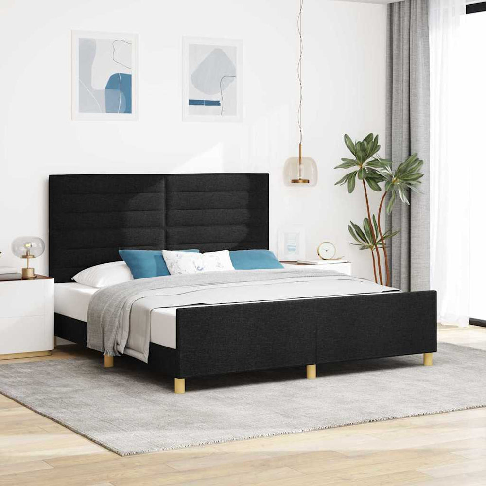 vidaXL Bed Frame with Headboard Black 180 x 200 cm Fabric