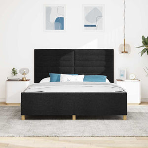 vidaXL Bed Frame with Headboard Black 180 x 200 cm Fabric