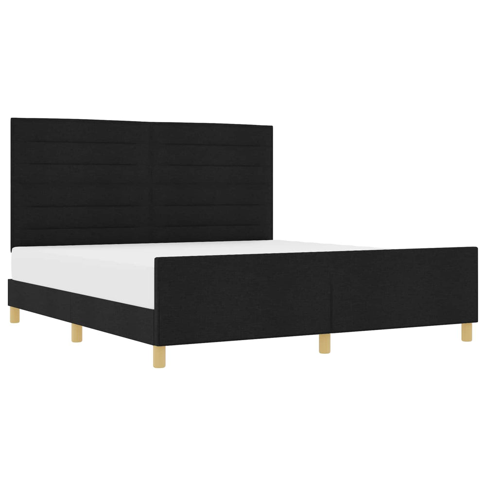 vidaXL Bed Frame with Headboard Black 180 x 200 cm Fabric