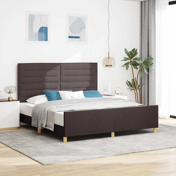 vidaXL Bed Frame with Headboard Dark Brown 180 x 200 cm Fabric