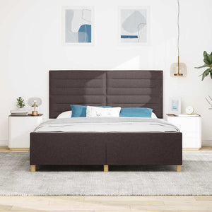 vidaXL Bed Frame with Headboard Dark Brown 180 x 200 cm Fabric