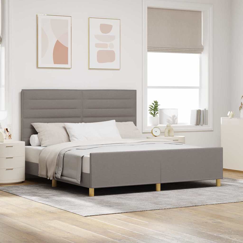 vidaXL Bed Frame with Headboard Taupe 180 x 200 cm Fabric