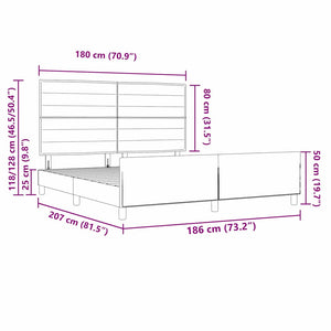 vidaXL Bed Frame with Headboard Taupe 180 x 200 cm Fabric