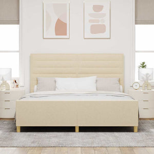 vidaXL Bed Frame with Headboard Cream 180 x 200 cm Fabric