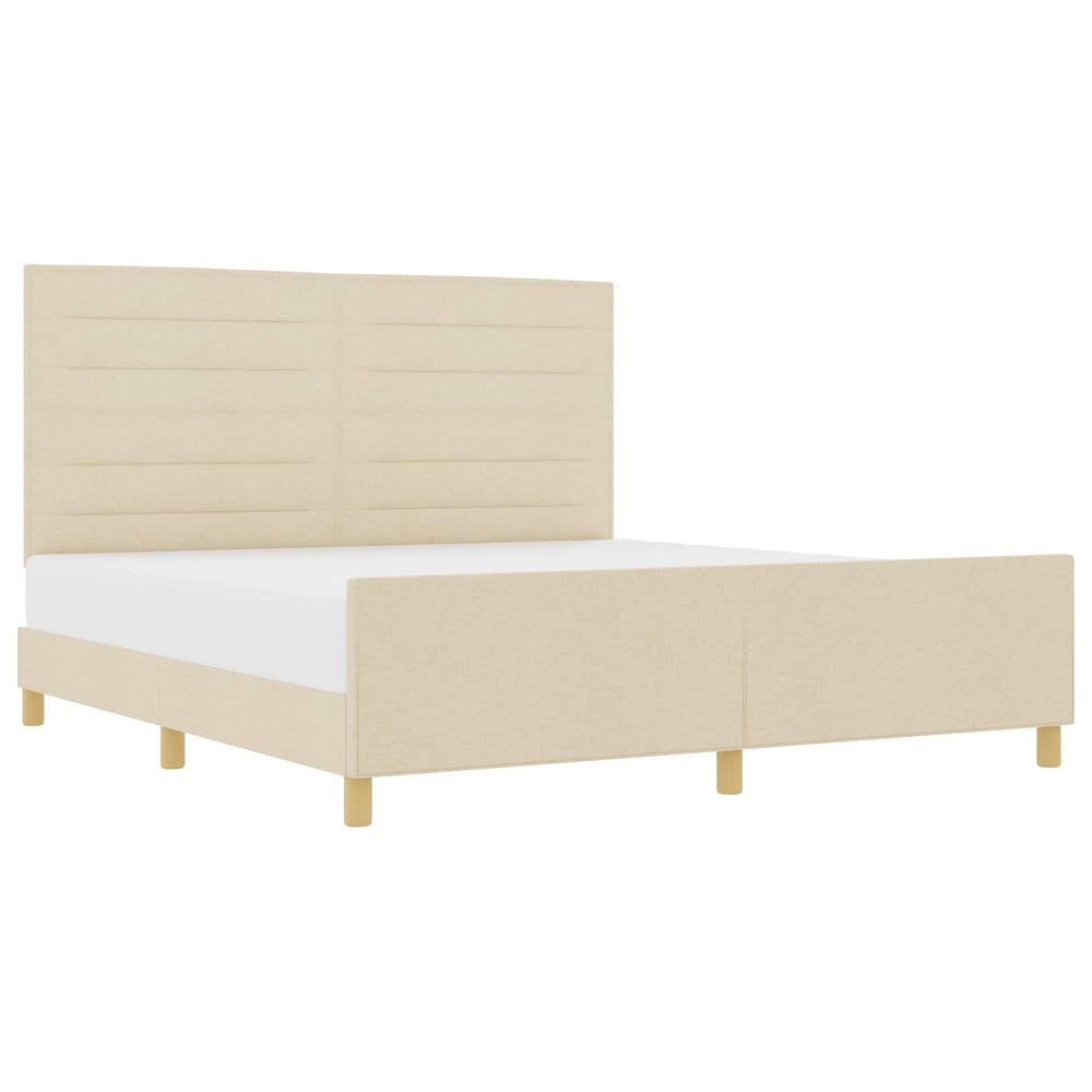 vidaXL Bed Frame with Headboard Cream 180 x 200 cm Fabric