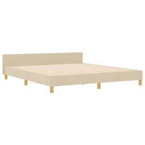 vidaXL Bed Frame with Headboard Cream 180 x 200 cm Fabric