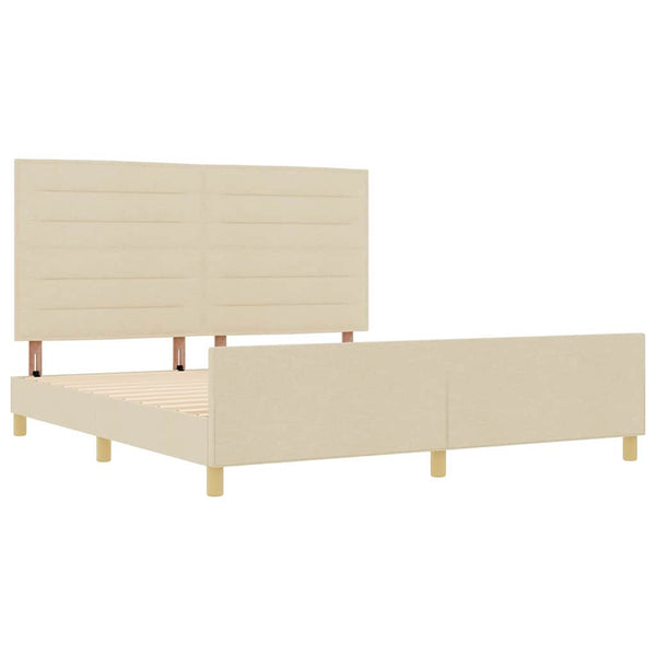 vidaXL Bed Frame with Headboard Cream 180 x 200 cm Fabric