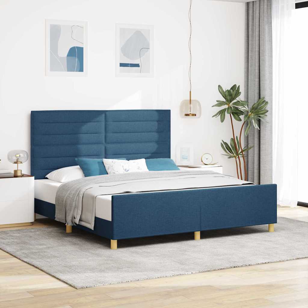 vidaXL Bed Frame with Headboard Blue 180 x 200 cm Fabric