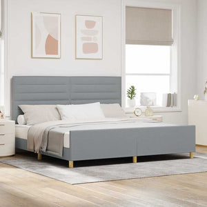 vidaXL Bed Frame with Headboard Light Grey 200 x 200 cm Fabric