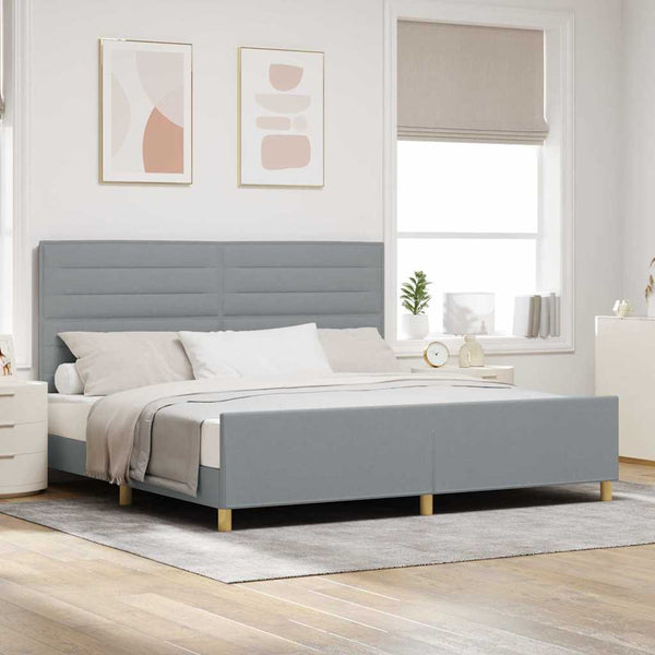 vidaXL Bed Frame with Headboard Light Grey 200 x 200 cm Fabric