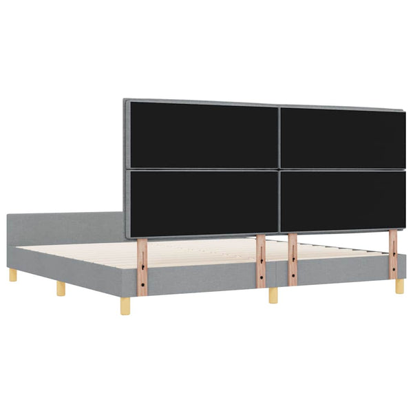 vidaXL Bed Frame with Headboard Light Grey 200 x 200 cm Fabric
