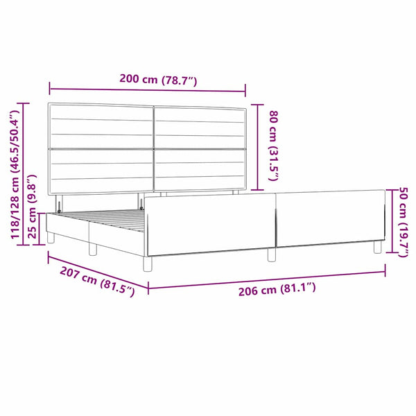 vidaXL Bed Frame with Headboard Light Grey 200 x 200 cm Fabric