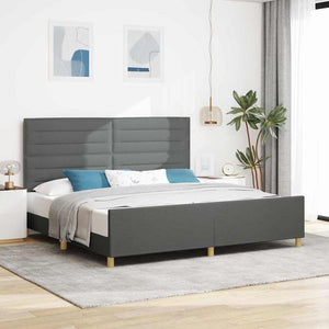 vidaXL Bed Frame with Headboard Dark Grey 200 x 200 cm Fabric