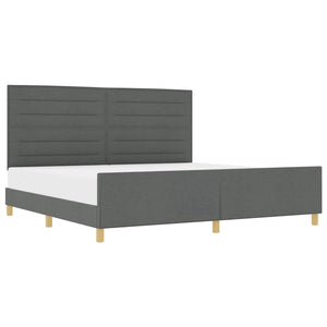 vidaXL Bed Frame with Headboard Dark Grey 200 x 200 cm Fabric