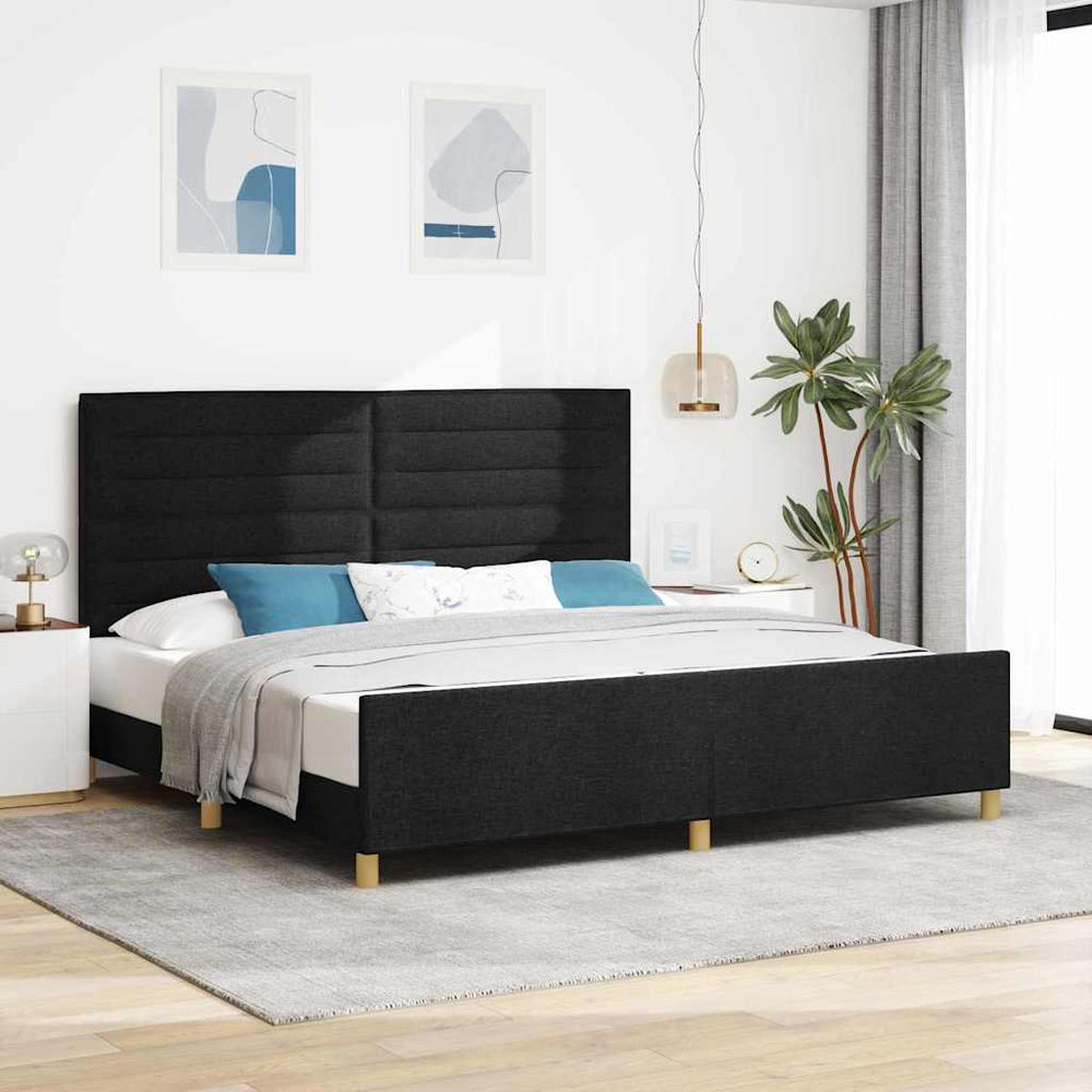 vidaXL Bed Frame with Headboard Black 200 x 200 cm Fabric