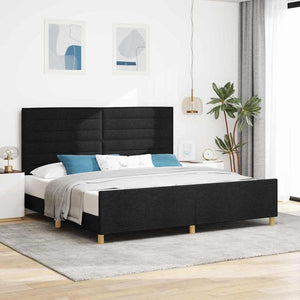 vidaXL Bed Frame with Headboard Black 200 x 200 cm Fabric