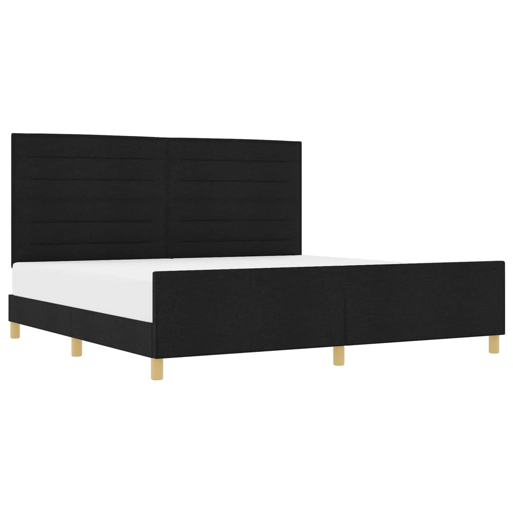 vidaXL Bed Frame with Headboard Black 200 x 200 cm Fabric